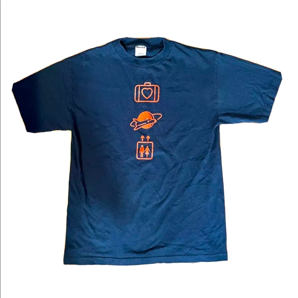 VTG 2001 “U2” CONCERT TEE “ELEVATION TOUR” NAVY GRAPHIC PRINT SHIRT SZ MED